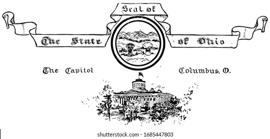 The United States seal of Ohio, vintage illustration