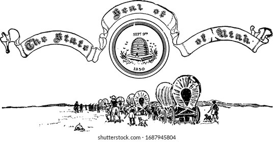 The United States seal of Utah, vintage illustration