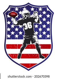 united states shield with football player