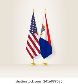 United States and Sint Maarten national flag on a light background. Vector illustration.