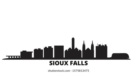 United States, Sioux Falls city skyline isolated vector illustration. United States, Sioux Falls travel black cityscape