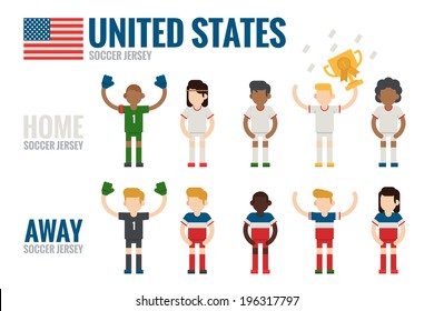 United States soccer team charactor design, vector