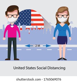 United states social distancing is a beautiful vector for design.