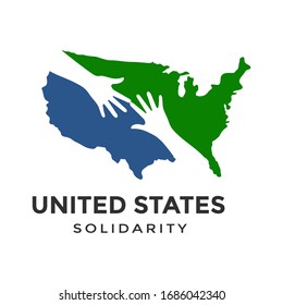 United States Solidarity vector logo template. This design use map and hand symbol. Suitable for community.