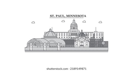 United States, St. Paul city skyline isolated vector illustration, icons