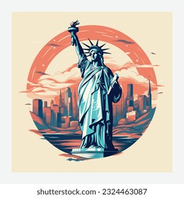 United states statue of liberty vector illustration