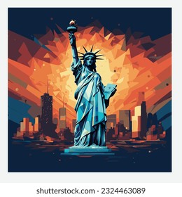 United states statue of liberty vector illustration