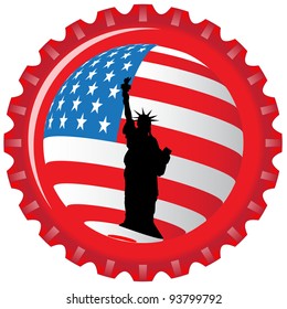 United states stylized flag on bottle cap.Vector