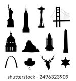 United States. Symbols and landmarks icon set. Vector illustration