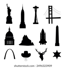 United States. Symbols and landmarks icon set. Vector illustration