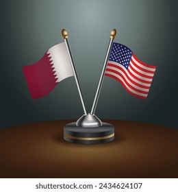  and United States table flags with gradient backgrund. Vector Illustration