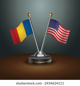  and United States table flags with gradient backgrund. Vector Illustration