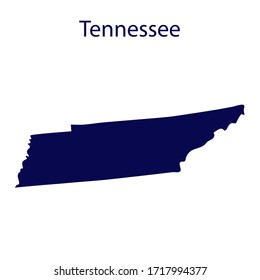 United States Tennessee. Dark blue silhouette of the state