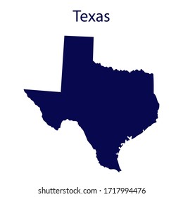 United States Texas. Dark blue silhouette of the state