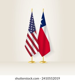 United States and Texas national flag on a light background. Vector illustration.