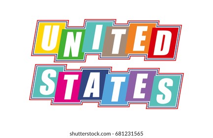 UNITED STATES text lettering. vector illustration