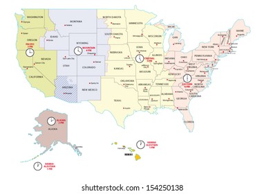 United States Time Zones Map Images Stock Photos Vectors