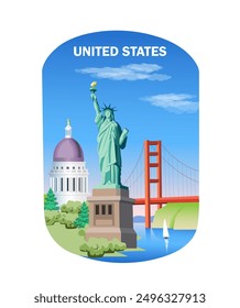 United States tourist poster. Vector art illustration