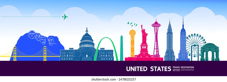 United states travel destination grand vector illustration.