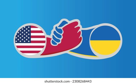 United States and Ukraine Hand In Hand Flag Graphic Element Illustration Template Design
