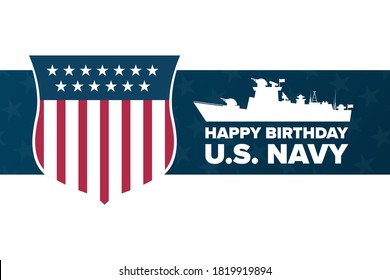 The United States or U.S. Navy Birthday. October 13. Holiday concept. Template for background, banner, card, poster with text inscription. Vector EPS10 illustration