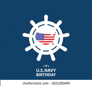 The United States or U.S. Navy Birthday. Template for background, banner, card, poster with text inscription. Vector illustration