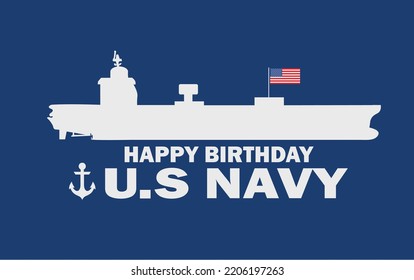 The United States or U.S. Navy Birthday. Holiday concept. october 13 .Template for background, banner, card, poster with text inscription.vector illustration