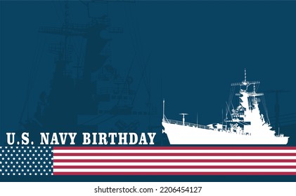 The United States or U.S. Navy Birthday. October 13. Holiday concept. Template for background, banner, card, poster with space text. Suitable on U.S. Navy Birthday.