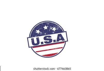 United States U.S.A. Country America Round Grunge Stamp Stars and Stripes