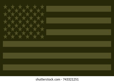 United States (USA) Flag Morale Patch Tactical Green. Vector.