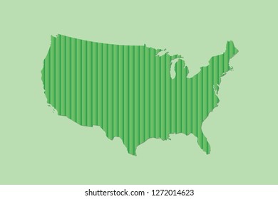 United States or USA map vector illustration using green color vertical lines or pipes on light background