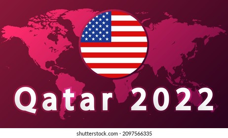 United States (USA) national football team .2022 football competition vector design. Not official logo qatar 2022. .Football Tournament, Football Cup, Background Design Template, Vector Illustration