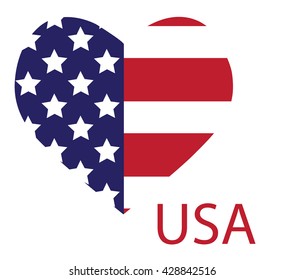 United States vector flag in heart