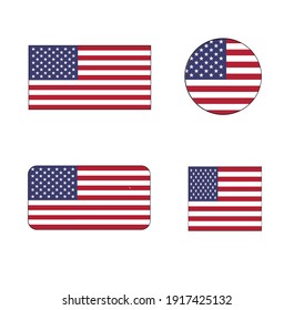 United States Vector Flag Icon set the stars and stripes, Old Glory, and the Star-Spangled Banner for independence day and political concepts.