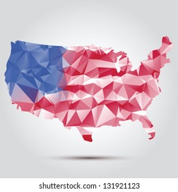 United states vector map with the flag inside