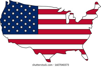 United states vector map with the flag inside.