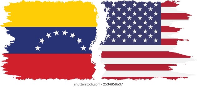United States and Venezuela grunge flags connection, vector