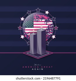 united states veterans day banner with rounded american flag ornaments