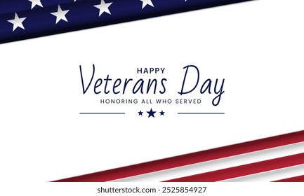 United States veterans day banner design. Honoring all who served. Vector illustration