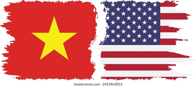 United States and Vietnam grunge flags connection, vector