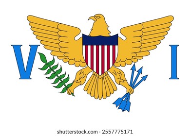 United States Virgin island flag, official colors and proportion correctly. National Virgin Islanders flag. Vector illustration