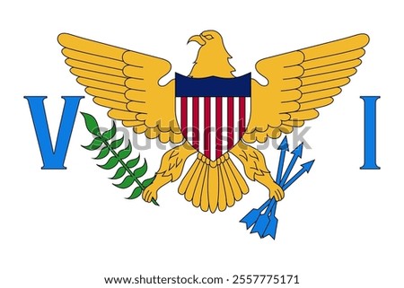 United States Virgin island flag, official colors and proportion correctly. National Virgin Islanders flag. Vector illustration