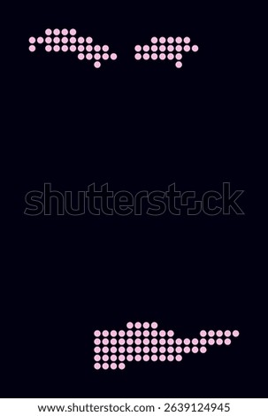 United States Virgin Islands dotted map. Digital style map of the country on dark background. United States Virgin Islands shape with circle dots. Colored dots style. Large size circles.