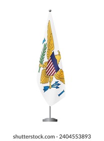 United States Virgin Islands flag on flag stand for official meetings, transparent background, vector