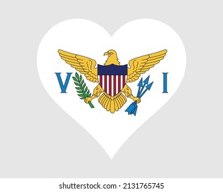 United States Virgin Islands Heart Flag. US Virgin Island Love Shape Flag. USVI VI Banner Icon Sign Symbol Clipart. EPS Vector Illustration. svg