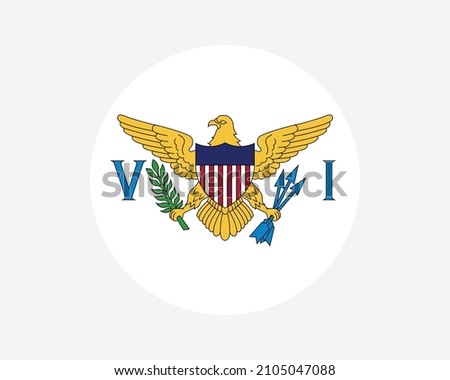 United States Virgin Islands Round Flag. USVI Circle Flag. Unincorporated and Organized US USA Territory Circular Shape Button Banner. EPS Vector Illustration.