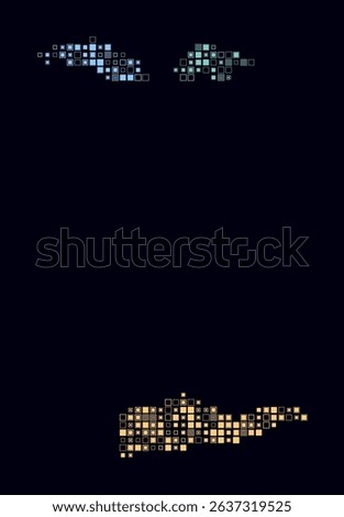 United States Virgin Islands, shape of the country build of colored cells. Digital style map of the United States Virgin Islands on dark background. Small size square blocks.