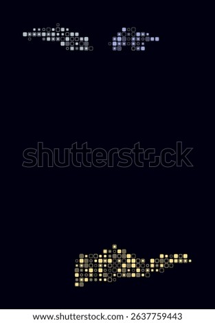 United States Virgin Islands, shape of the country built of colored cells. Digital style map of the United States Virgin Islands on a dark background. Small size rounded square blocks.