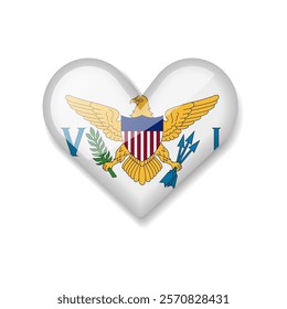 United States Virgin Islands - Shiny Flag in the Form of Heart. Vector Illustration.