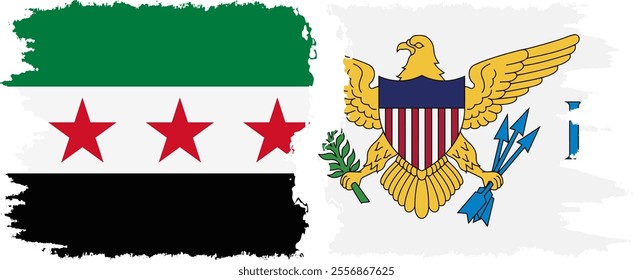 United States Virgin Islands and Syrian Revolution grunge flags connection, vector